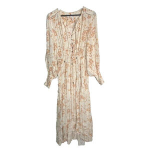 Kivari Dress AU 12 US 8 Misha Ditsy Floral Boho Long Sleeve Casual Midi Tiered